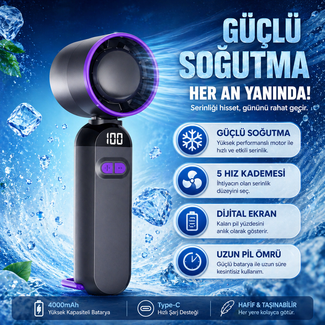 YUBERRA™ Cep Tipi Soğutucu Fan