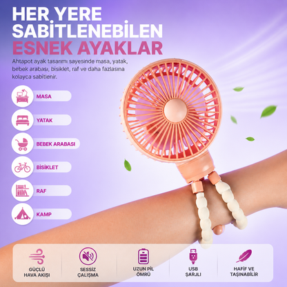 YUBERRA™ Ahtapot Ayaklı Turbo Taşınabilir Fan