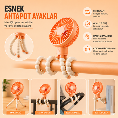 YUBERRA™ Ahtapot Ayaklı Turbo Taşınabilir Fan