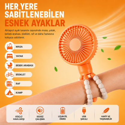 YUBERRA™ Ahtapot Ayaklı Turbo Taşınabilir Fan